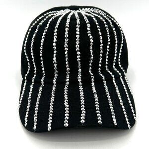 Black rhinestone striped referee hat